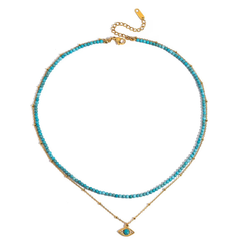 Evil Eye Layered Set – gold layered necklace set