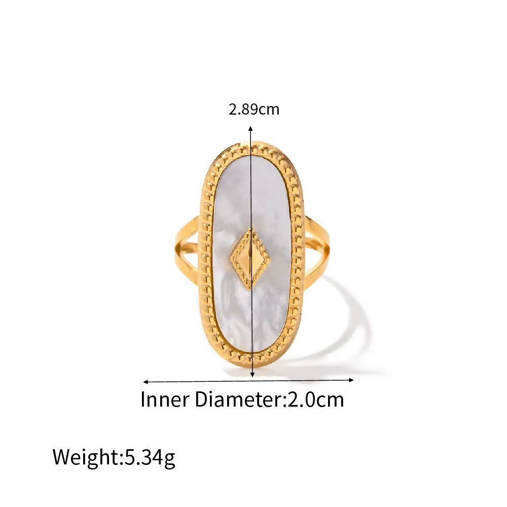 White Ember Ring – adjustable gold ring with enamel detail