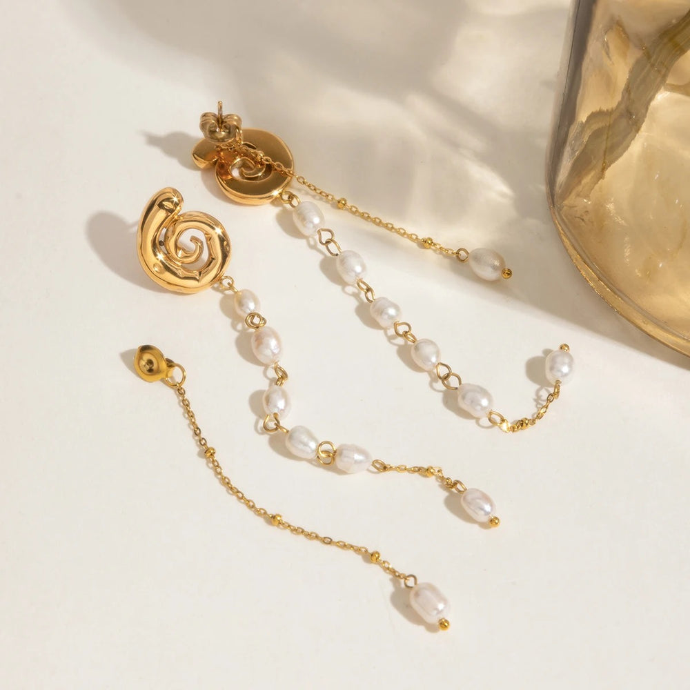Twirl & Pearl Earrings – gold earrings with pearls