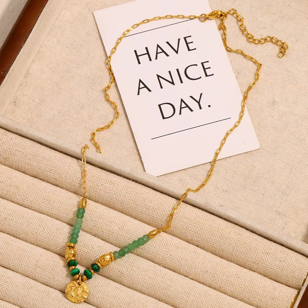Beaded Coin Necklace – gold necklace