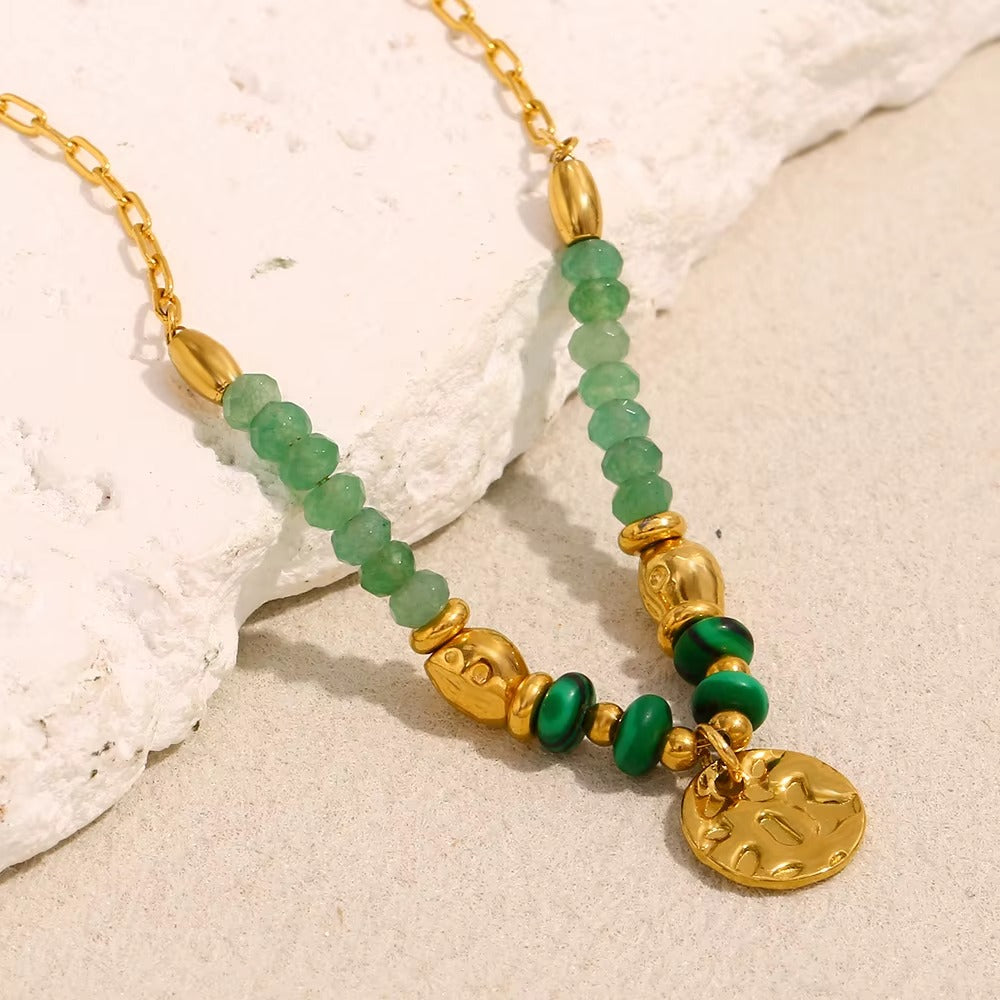Beaded Coin Necklace – gold necklace