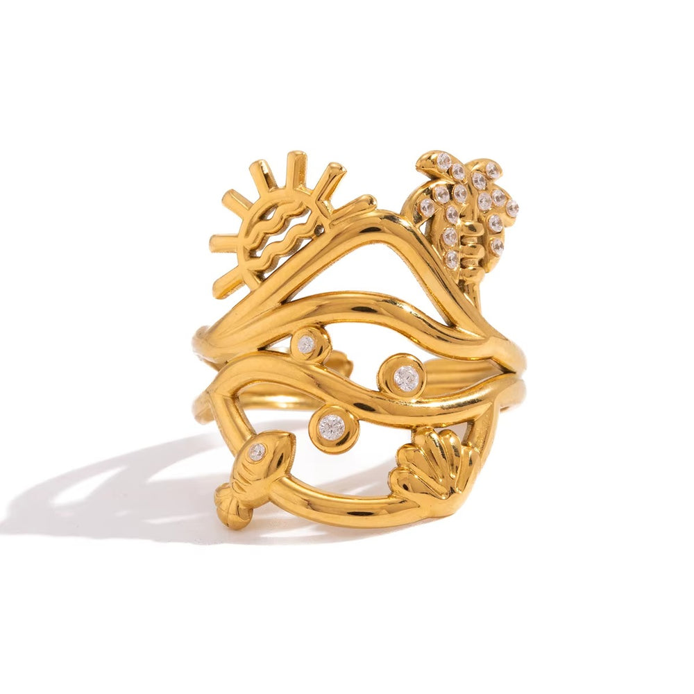 Ocean Breeze Ring – adjustable gold ring