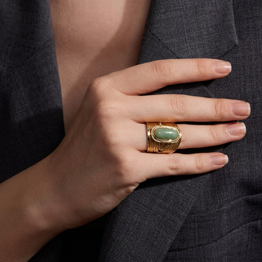 Verdant Mirage Ring – adjustable gold ring