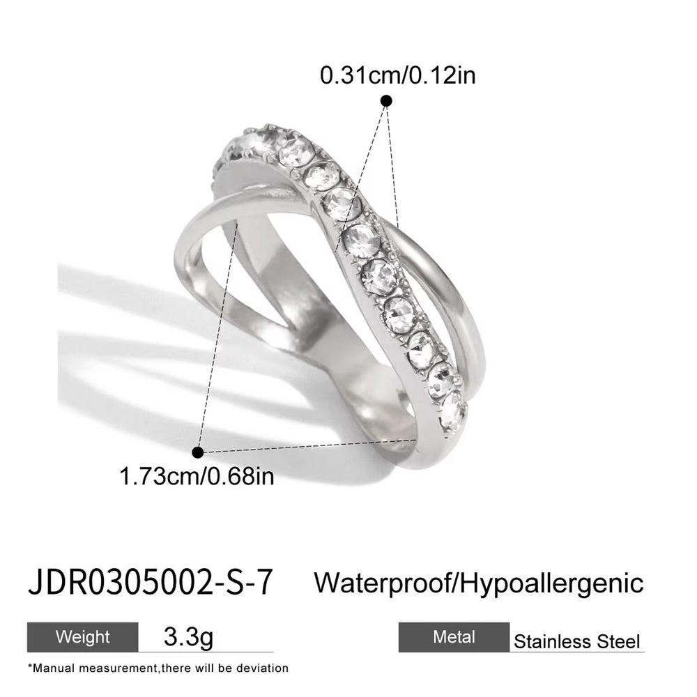 Crystal Crisscross Ring – gold ring