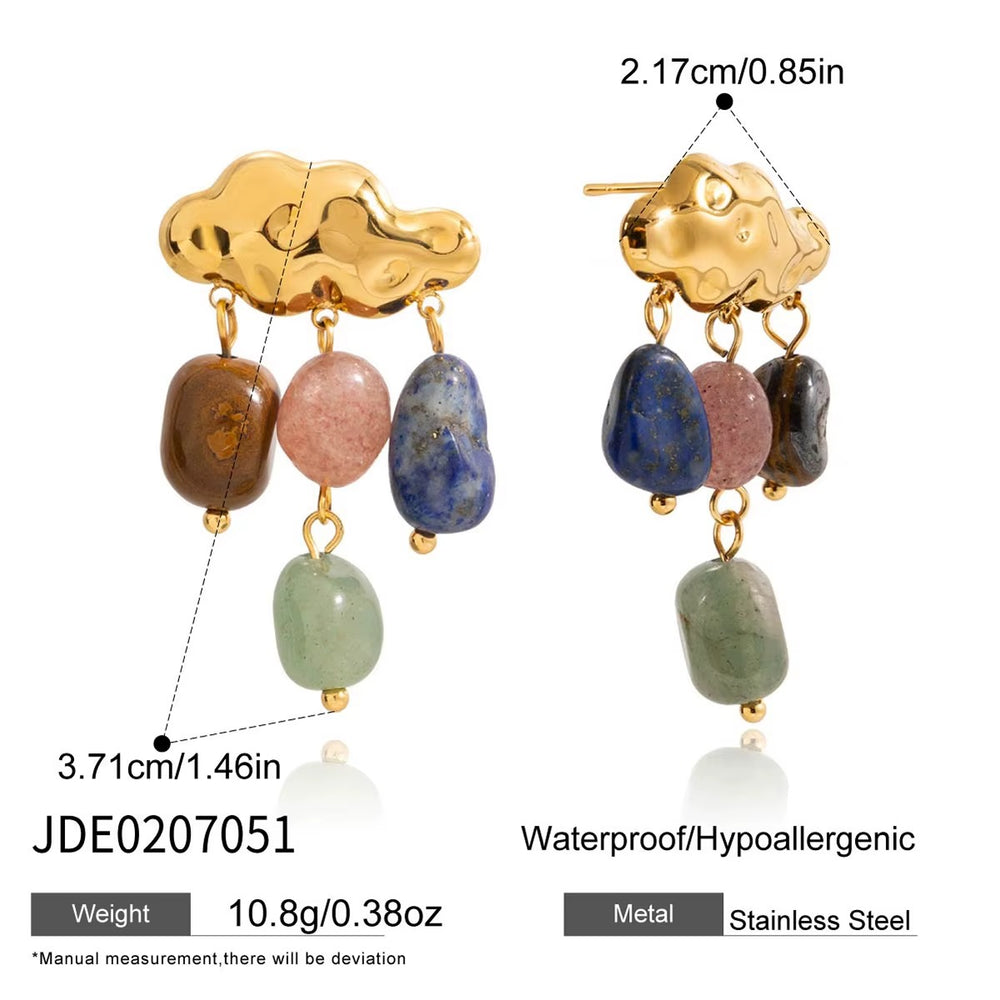 Auréol Gem Drop Earrings – gold drop earrings with natural stone drops