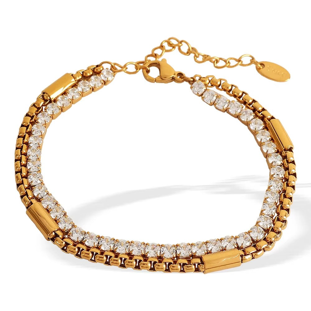 Glam Tennis Bracelet – adjustable gold bracelet with cubic zirconia stones