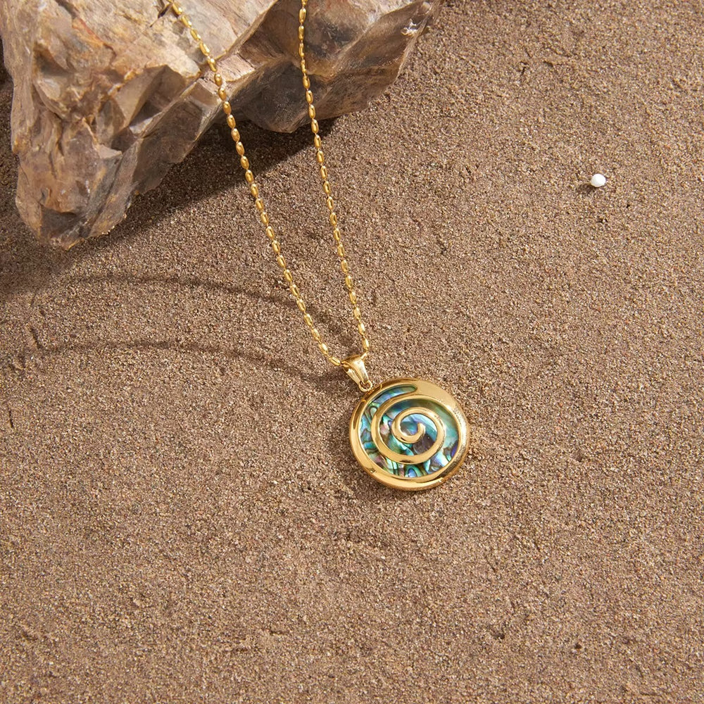 Abalone Swirl Necklace – gold necklace