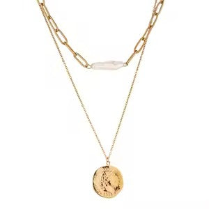 Coin Layered Necklace – gold necklace