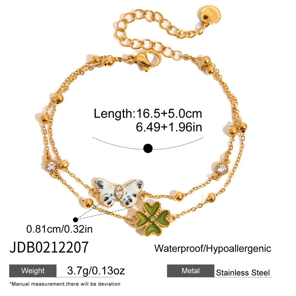Butterfly Layered Bracelet – adjustable gold bracelet with enamel detail