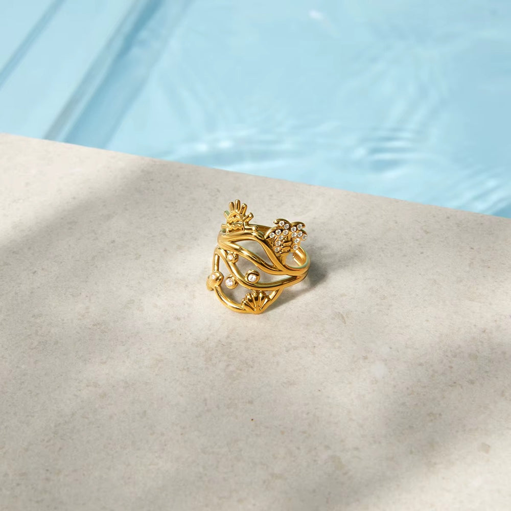 Ocean Breeze Ring – adjustable gold ring