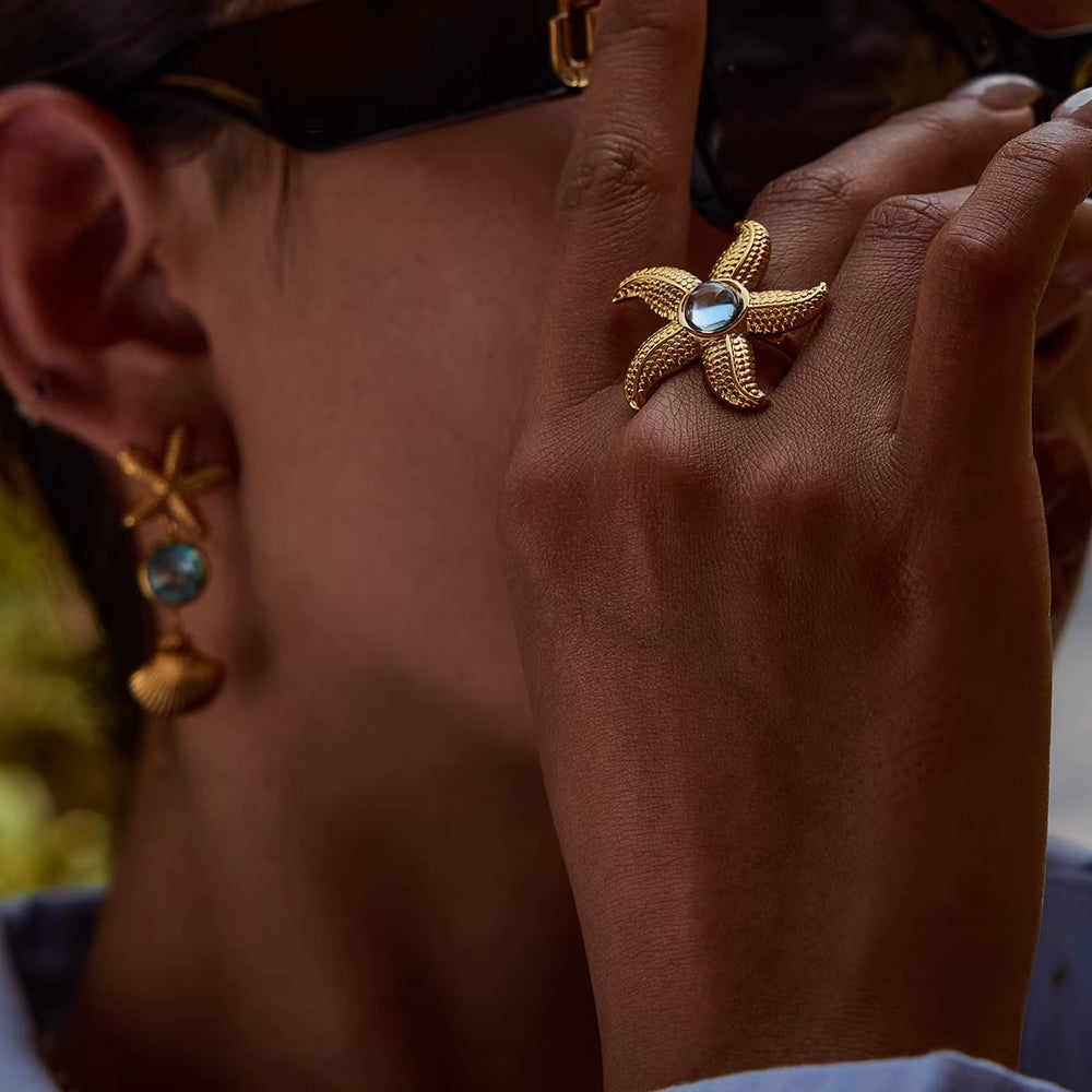 SeaSpark Ring – adjustable gold ring
