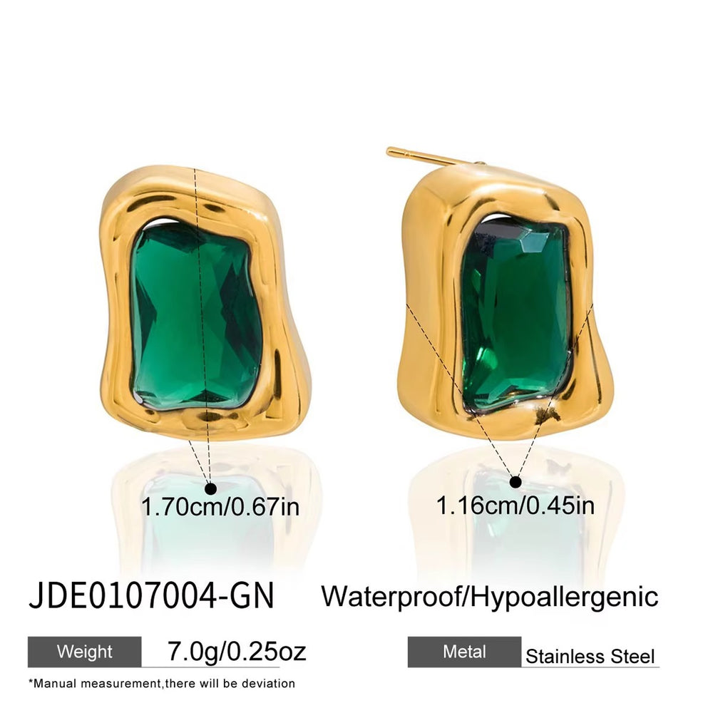 Emerald Bezel Studs – gold stud earrings