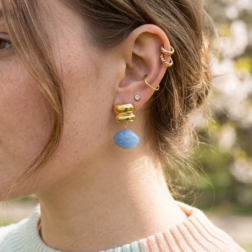 Blue Drop Earrings – gold earrings