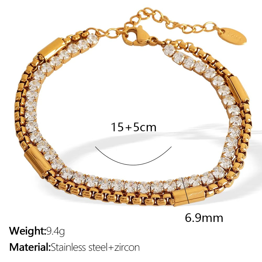 Glam Tennis Bracelet – adjustable gold bracelet with cubic zirconia stones