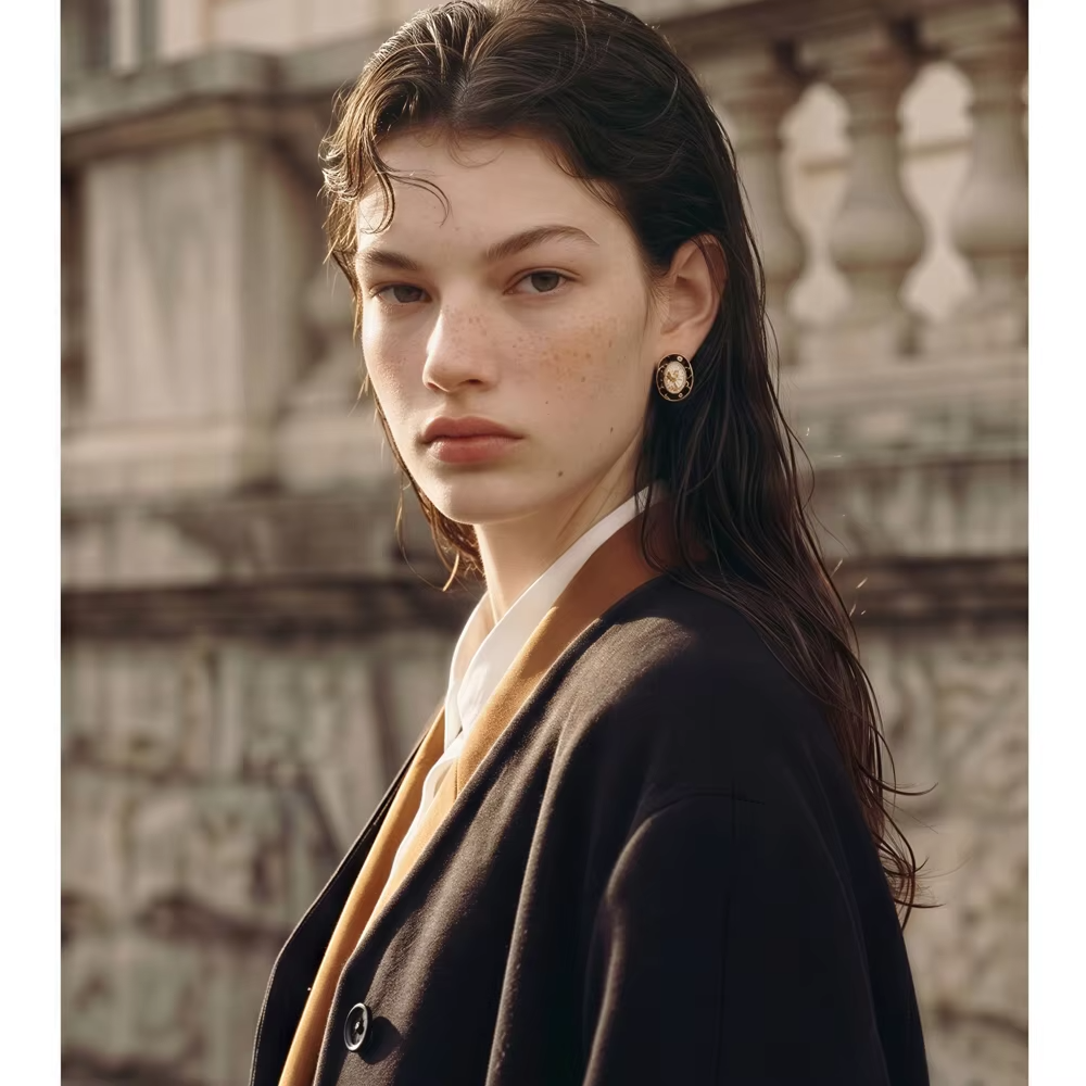 Roselle Studs – gold stud earrings with enamel detail