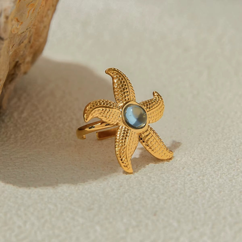 SeaSpark Ring – adjustable gold ring
