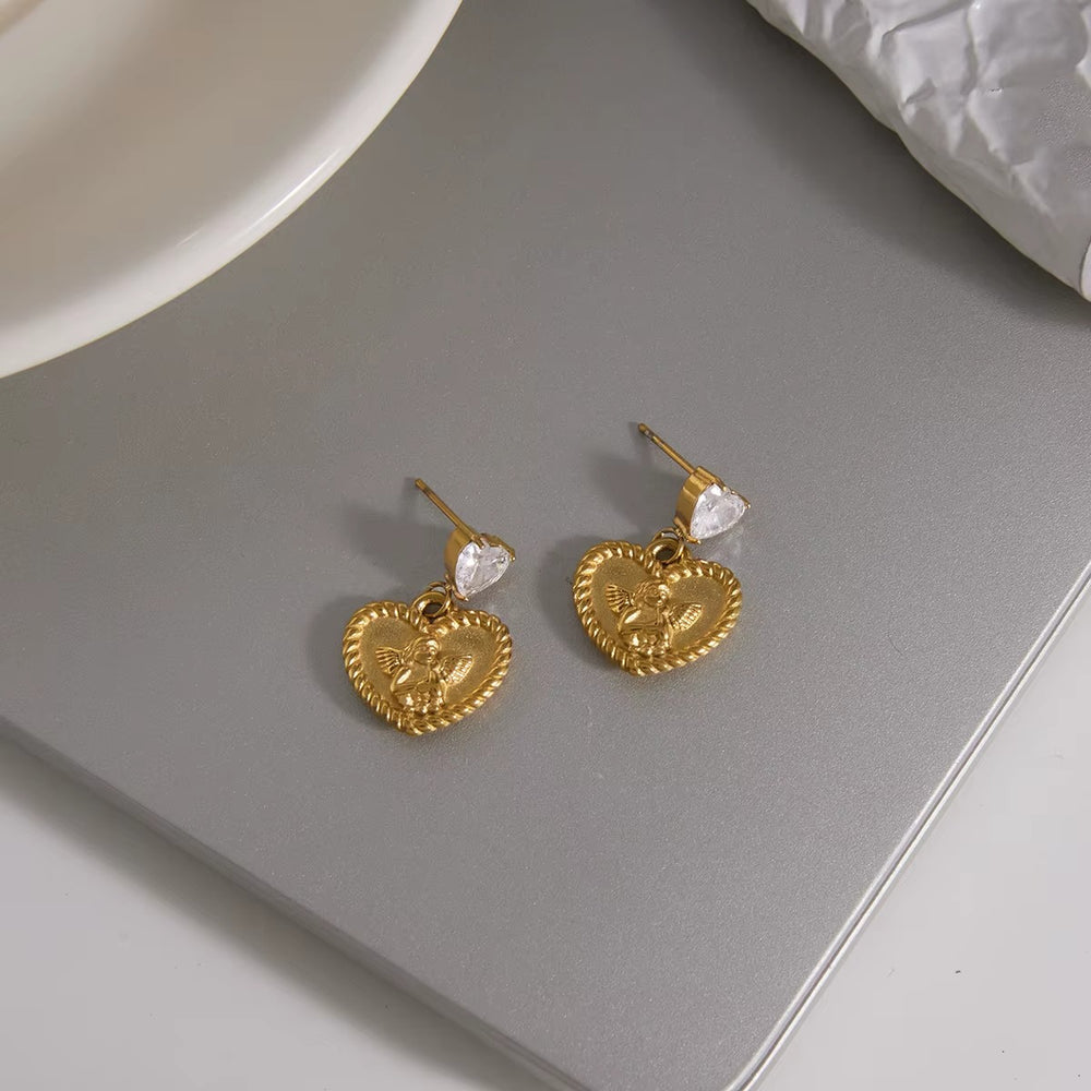 Angelique Drop Earrings – gold earrings with cubic zirconia stones