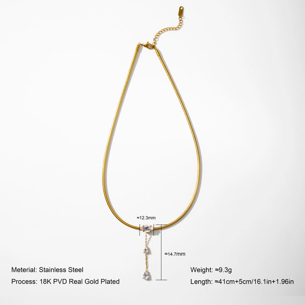 Crystal Drop Choker – gold choker necklace with CZ crystal drop