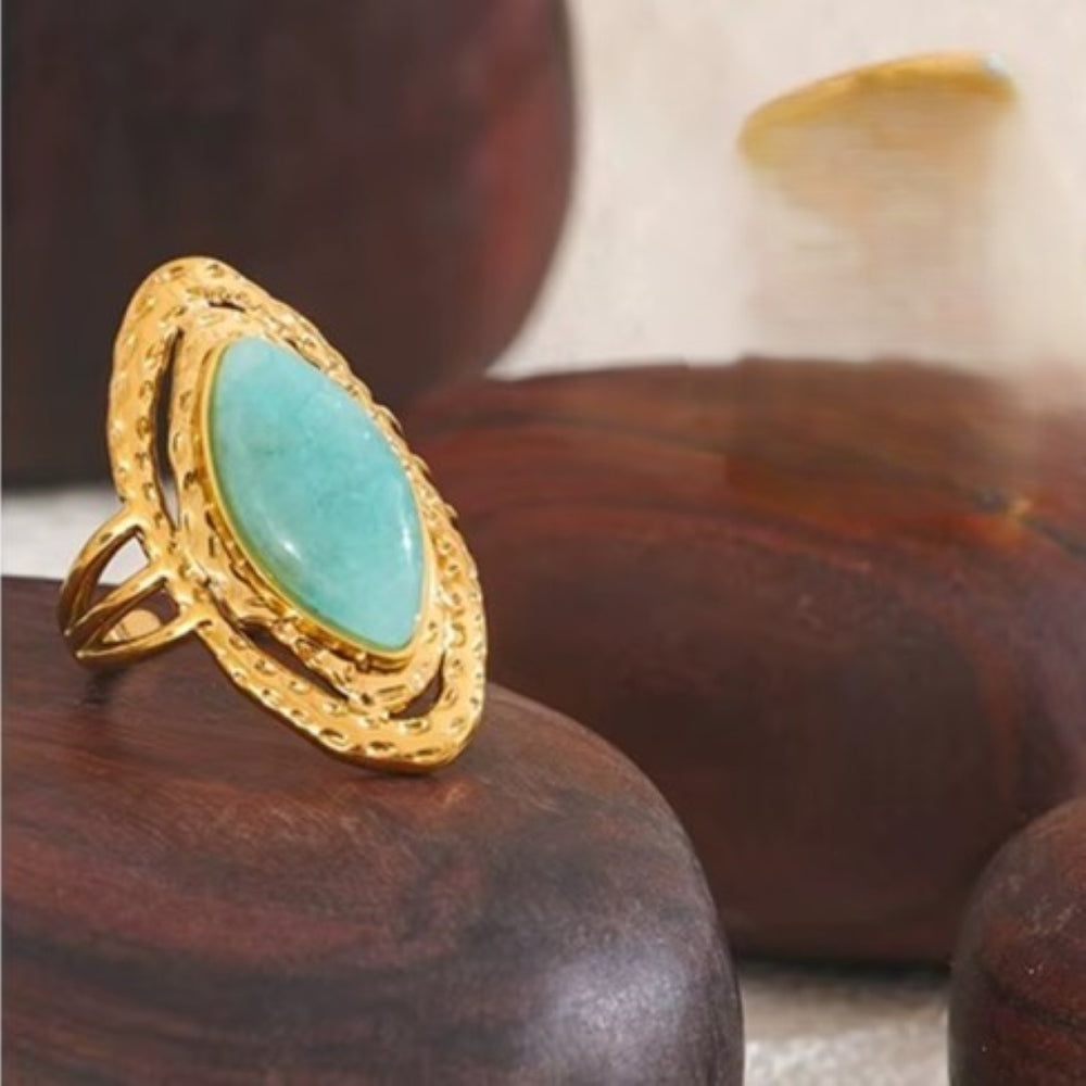 Aqua Muse Ring – adjustable gold ring