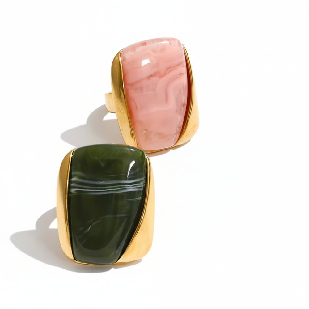 Acrylic Statement Ring – adjustable gold ring