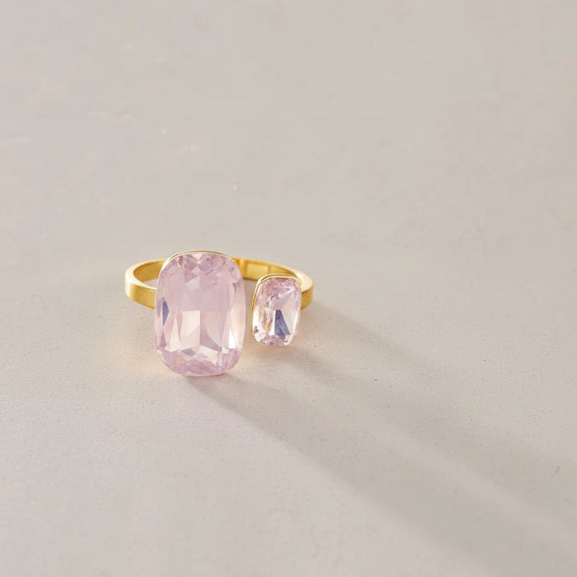Pink Glow Ring – adjustable gold ring