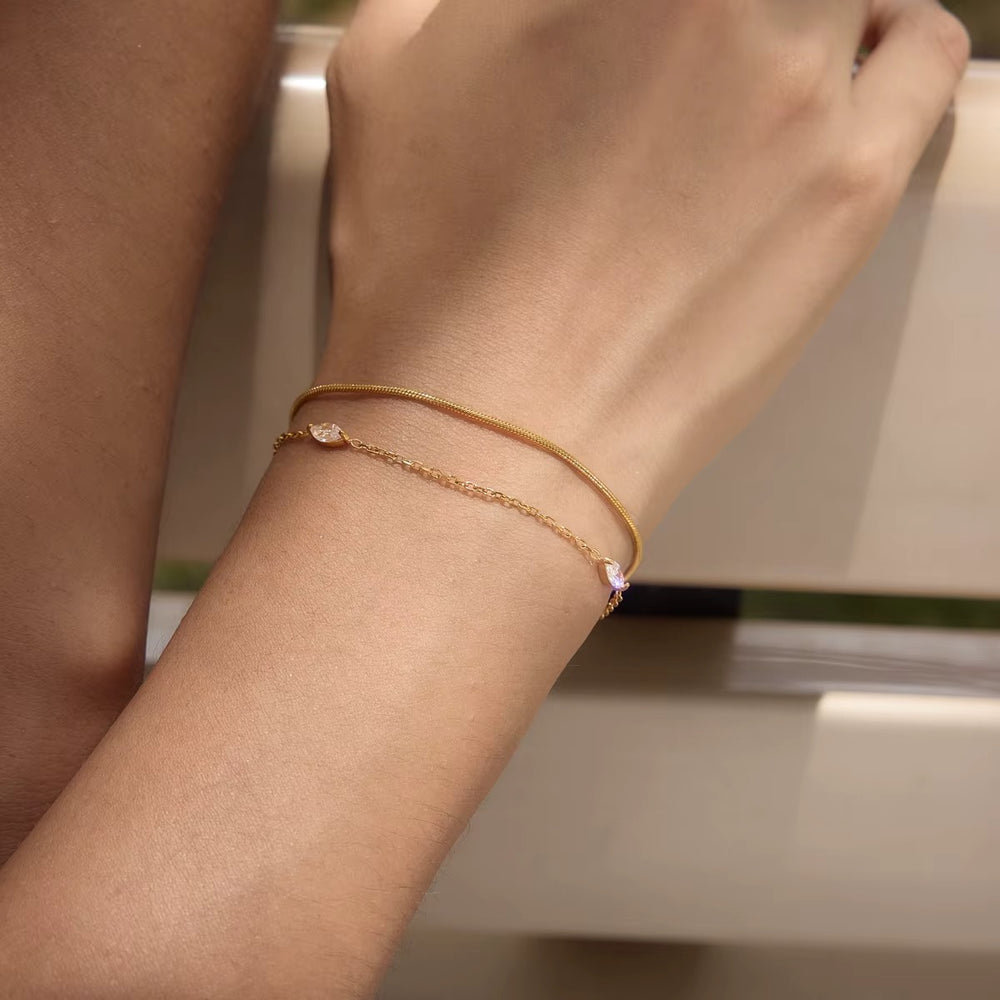 Aria Layered Bracelet – adjustable gold bracelet with cubic zirconia stones