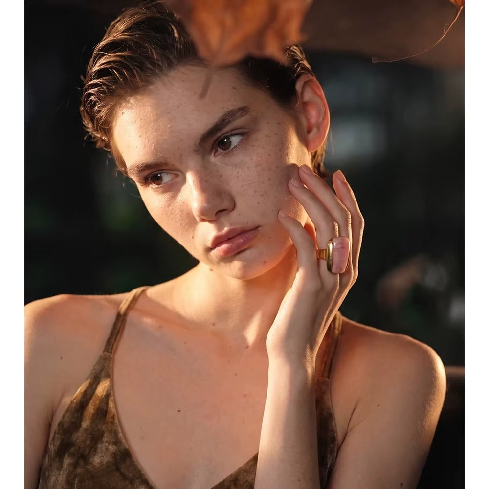 Acrylic Statement Ring – adjustable gold ring