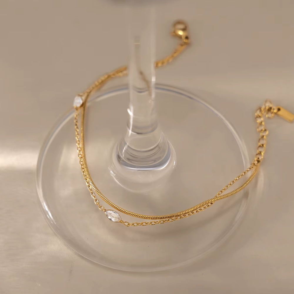 Aria Layered Bracelet – adjustable gold bracelet with cubic zirconia stones