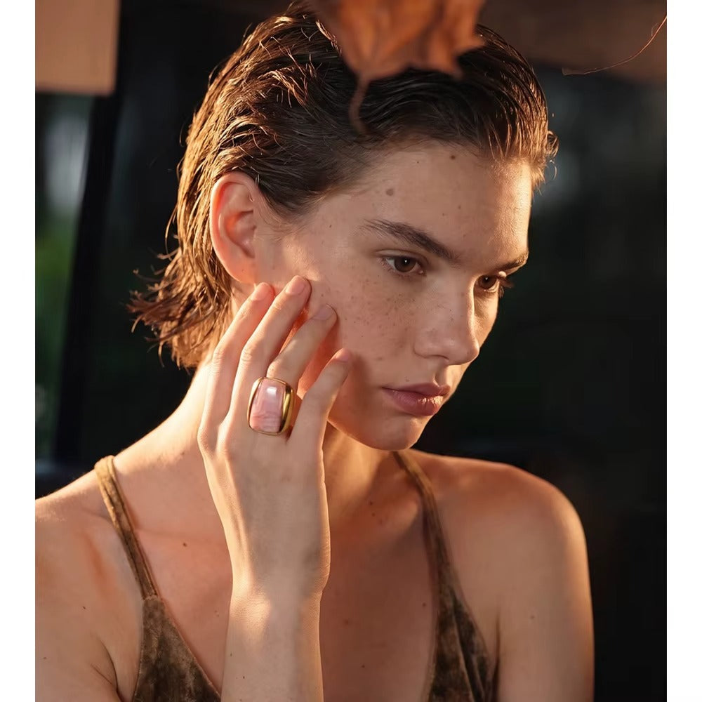 Acrylic Statement Ring – adjustable gold ring