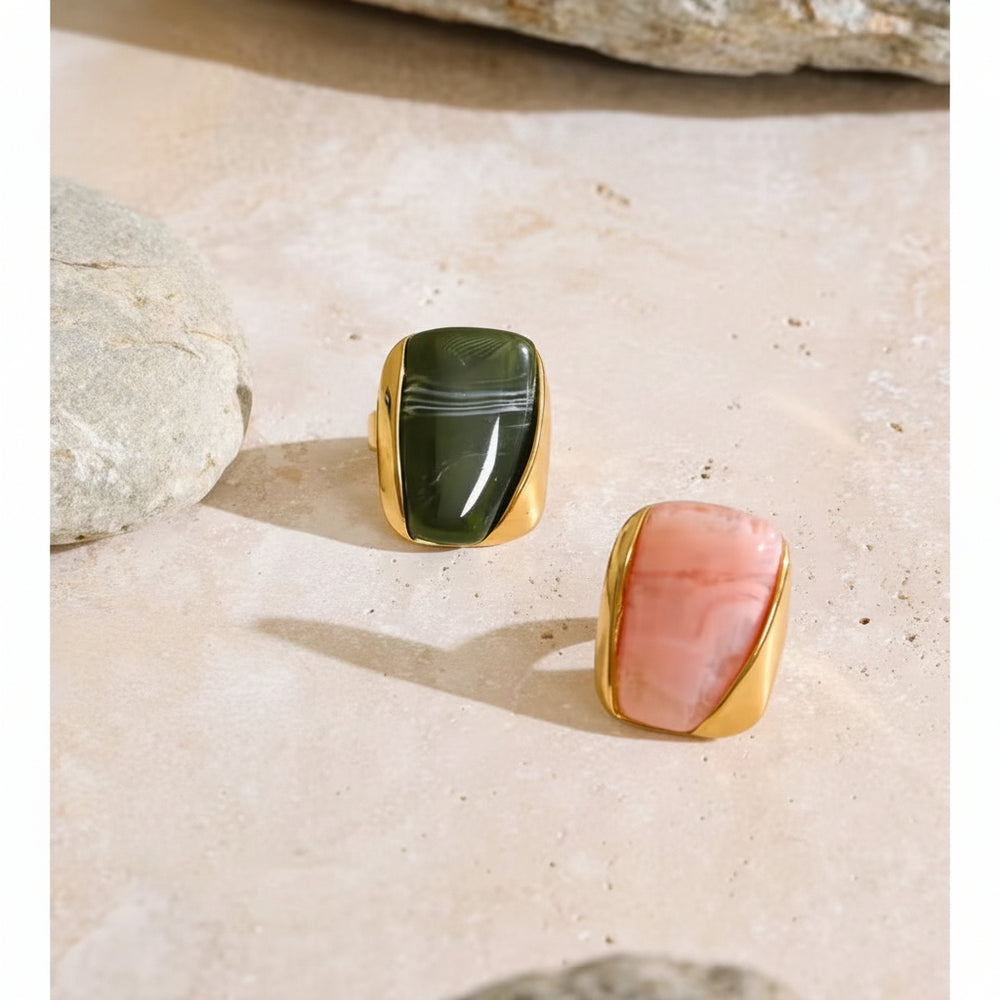 Acrylic Statement Ring – adjustable gold ring
