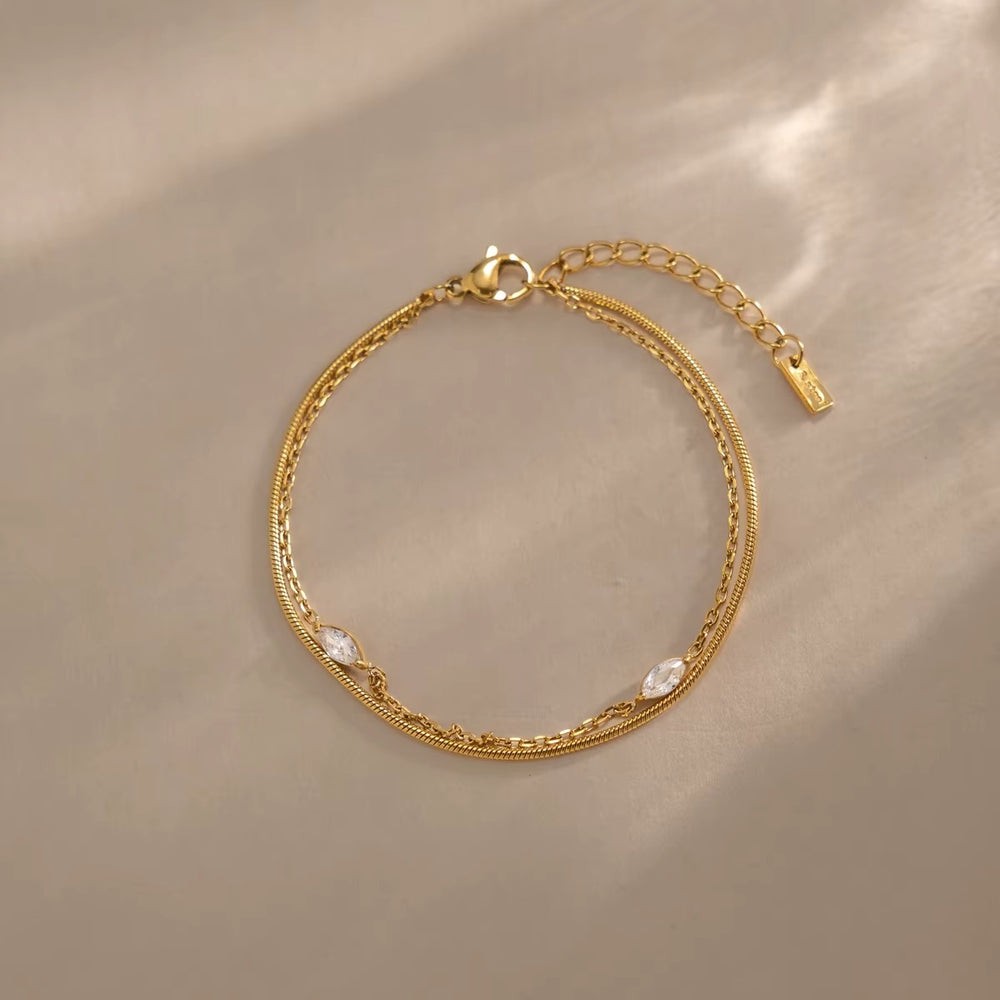 Aria Layered Bracelet – adjustable gold bracelet with cubic zirconia stones