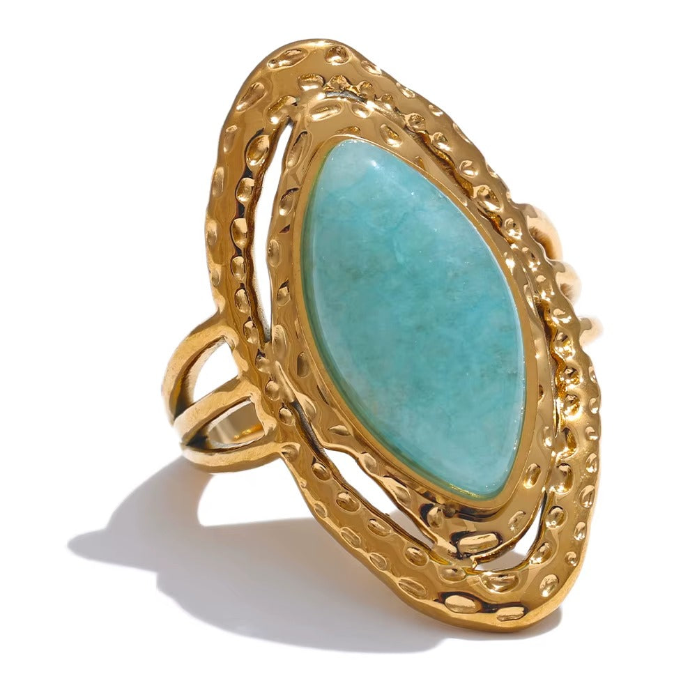 Aqua Muse Ring – adjustable gold ring
