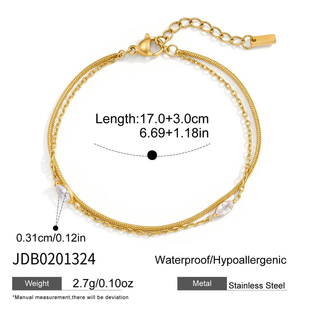Aria Layered Bracelet – adjustable gold bracelet with cubic zirconia stones