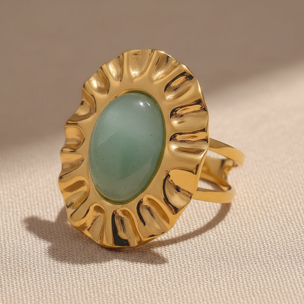 Sage Bloom Ring – adjustable gold ring