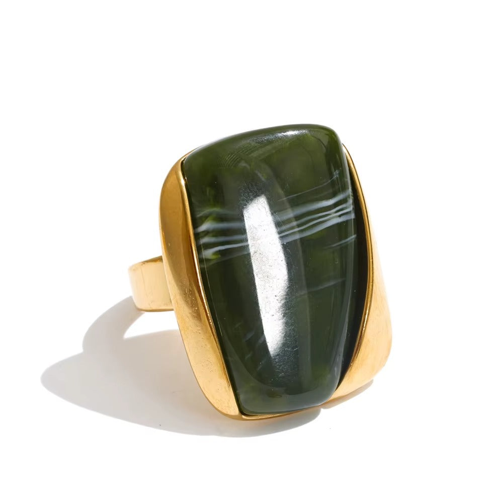 Acrylic Statement Ring – adjustable gold ring