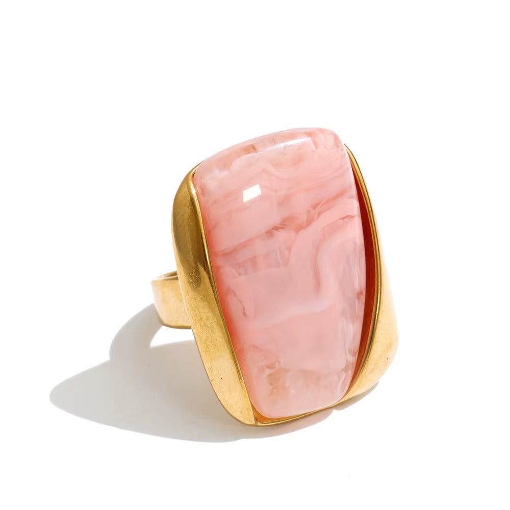 Acrylic Statement Ring – adjustable gold ring