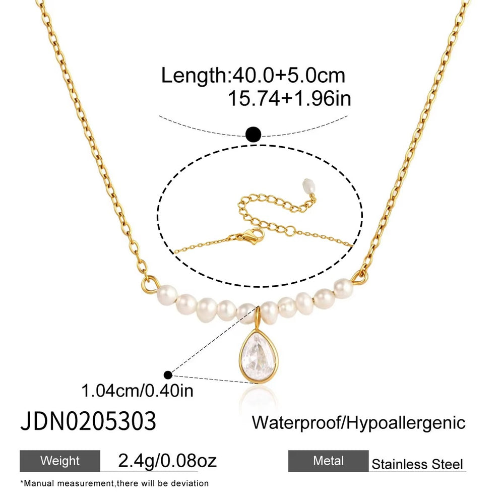 Teardrop Pearl Strand Necklace – gold necklace with pearls