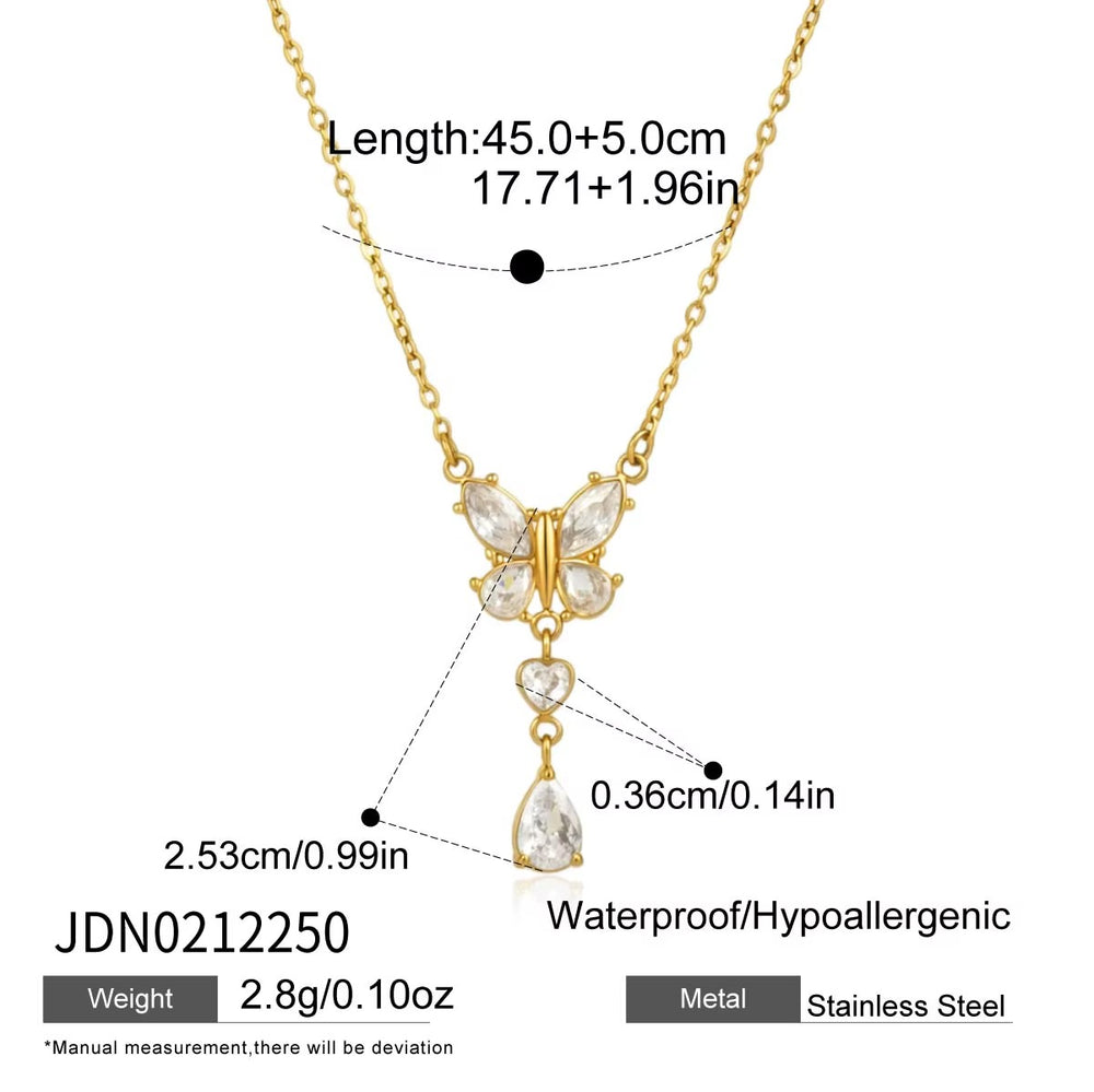 Mariposa Drop Pendant – gold necklace with cubic zirconia stones