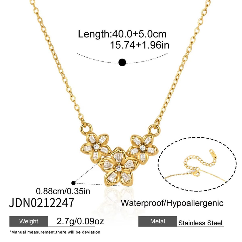 Blossom Necklace – gold necklace with cubic zirconia stones