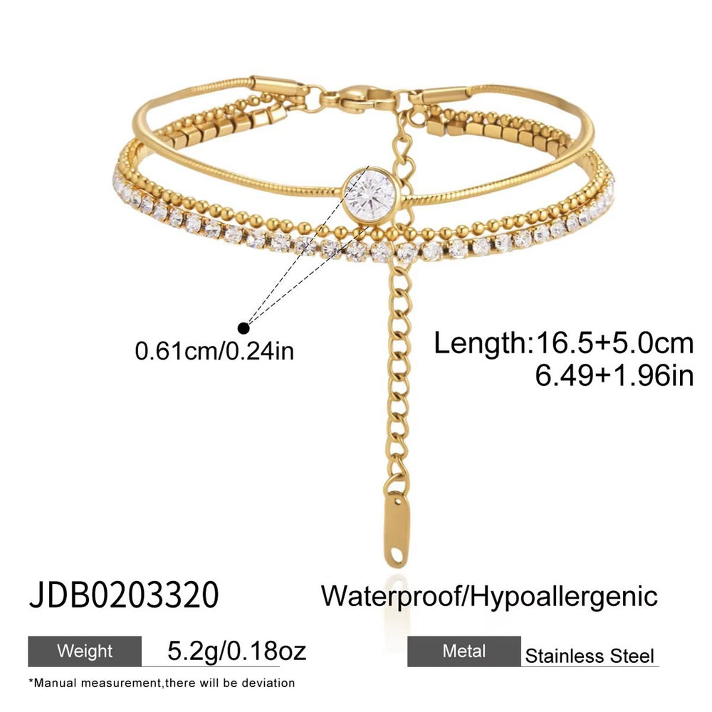 Tennis Layered Bracelet – adjustable gold bracelet with cubic zirconia stones
