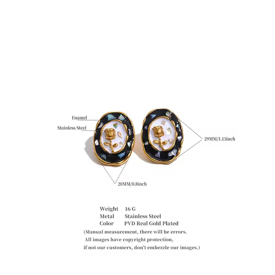 Roselle Studs – gold stud earrings with enamel detail