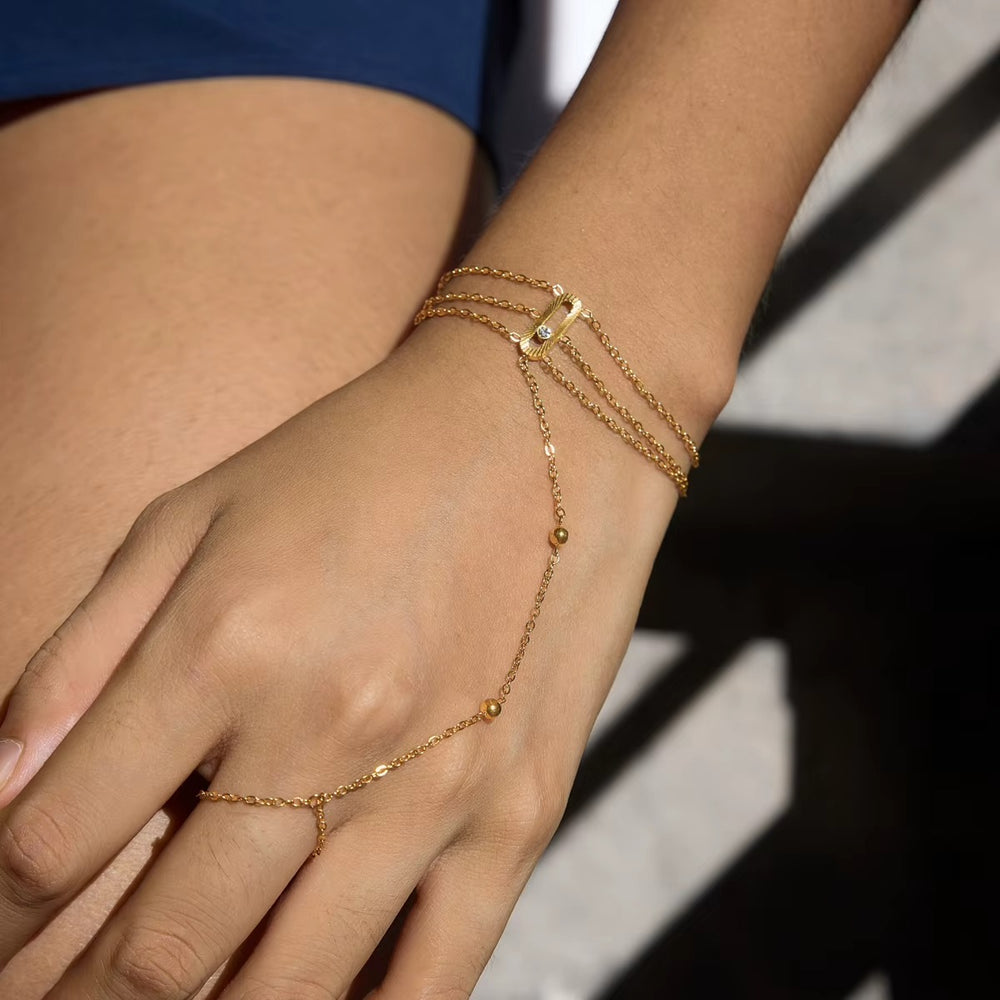 Layered Hand Chain – gold hand chain