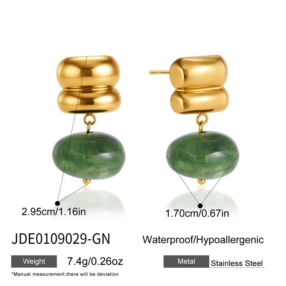 Green Drop Earrings – gold earrings