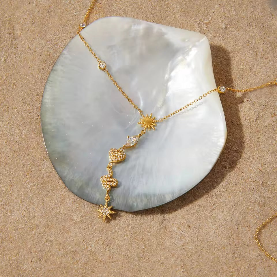 Y-Drop Charm Necklace – gold necklace