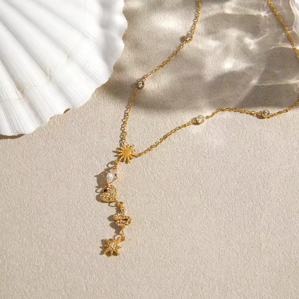 Y-Drop Charm Necklace – gold necklace