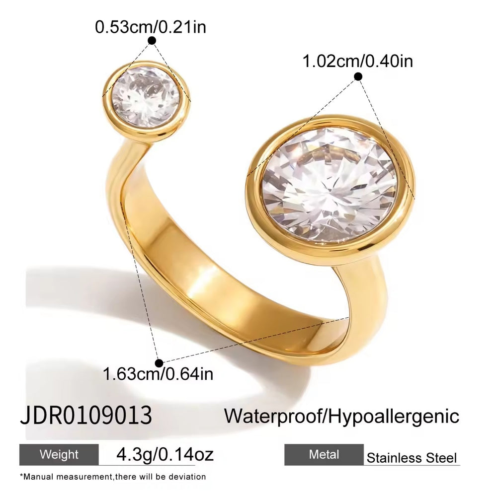 Radiant Orbit Ring – adjustable gold ring with cubic zirconia stones