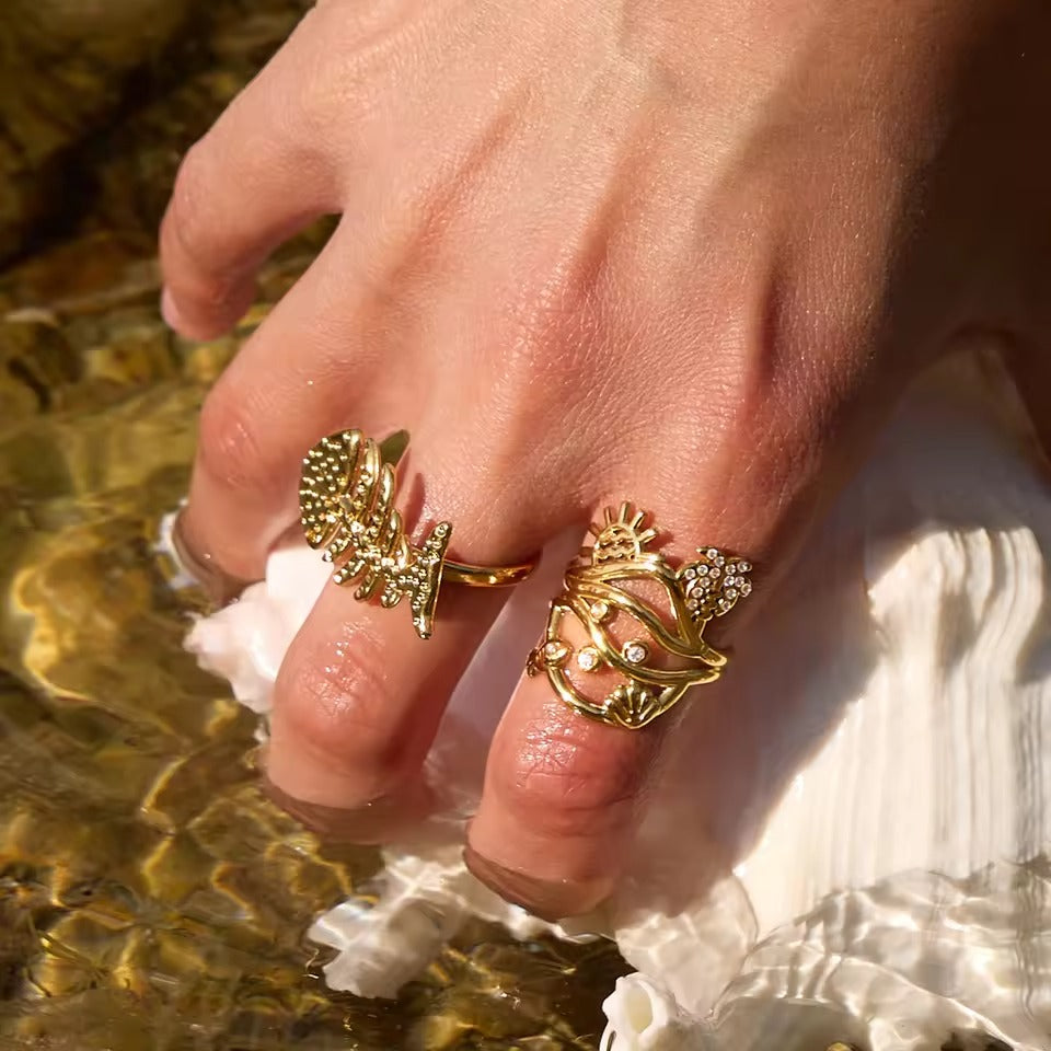 Ocean Breeze Ring – adjustable gold ring