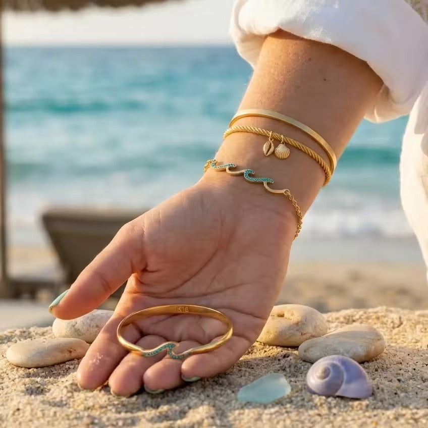 Ocean Wave Bracelet – adjustable gold bracelet