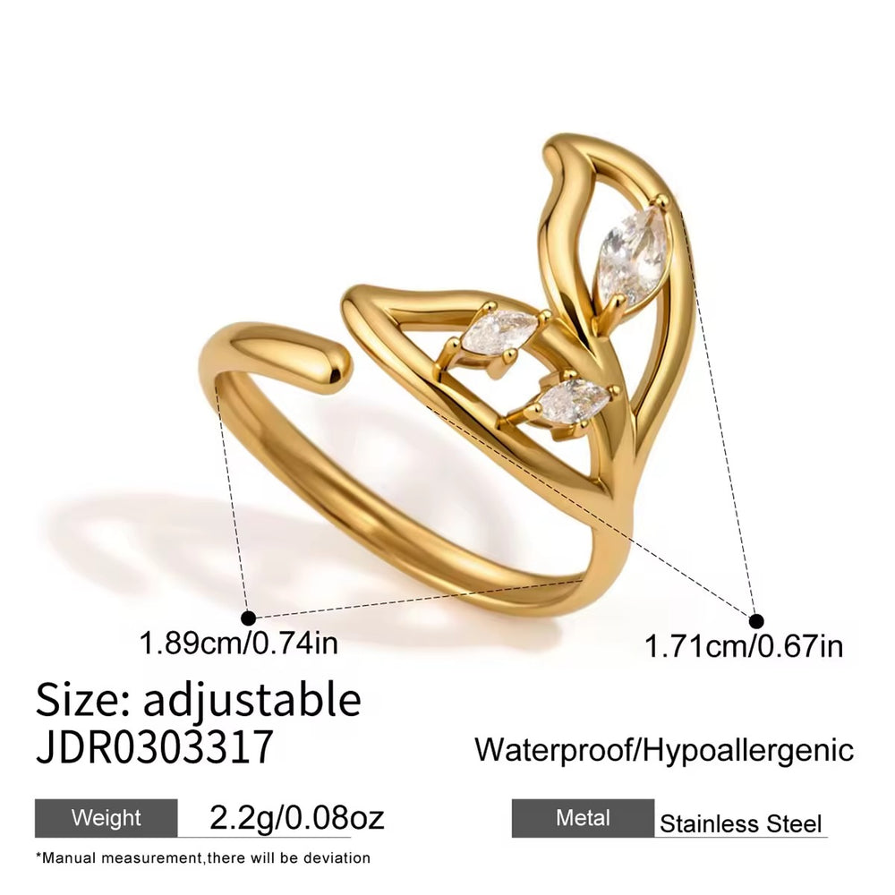 Lustre Vine Ring – adjustable gold ring