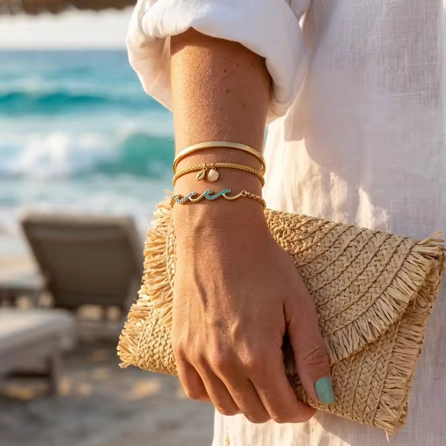 Ocean Wave Bracelet – adjustable gold bracelet